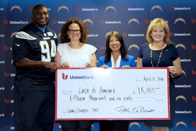 Union Bank, San Diego Chargers Donate $15,000 To Casa De Amparo With Game Changers Program