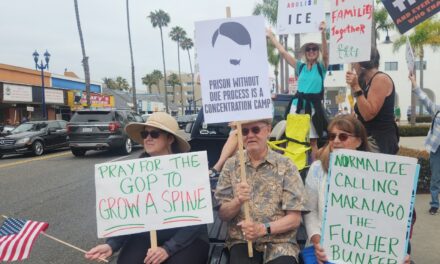 Oceanside protesters rally for democracy, immigrant rights